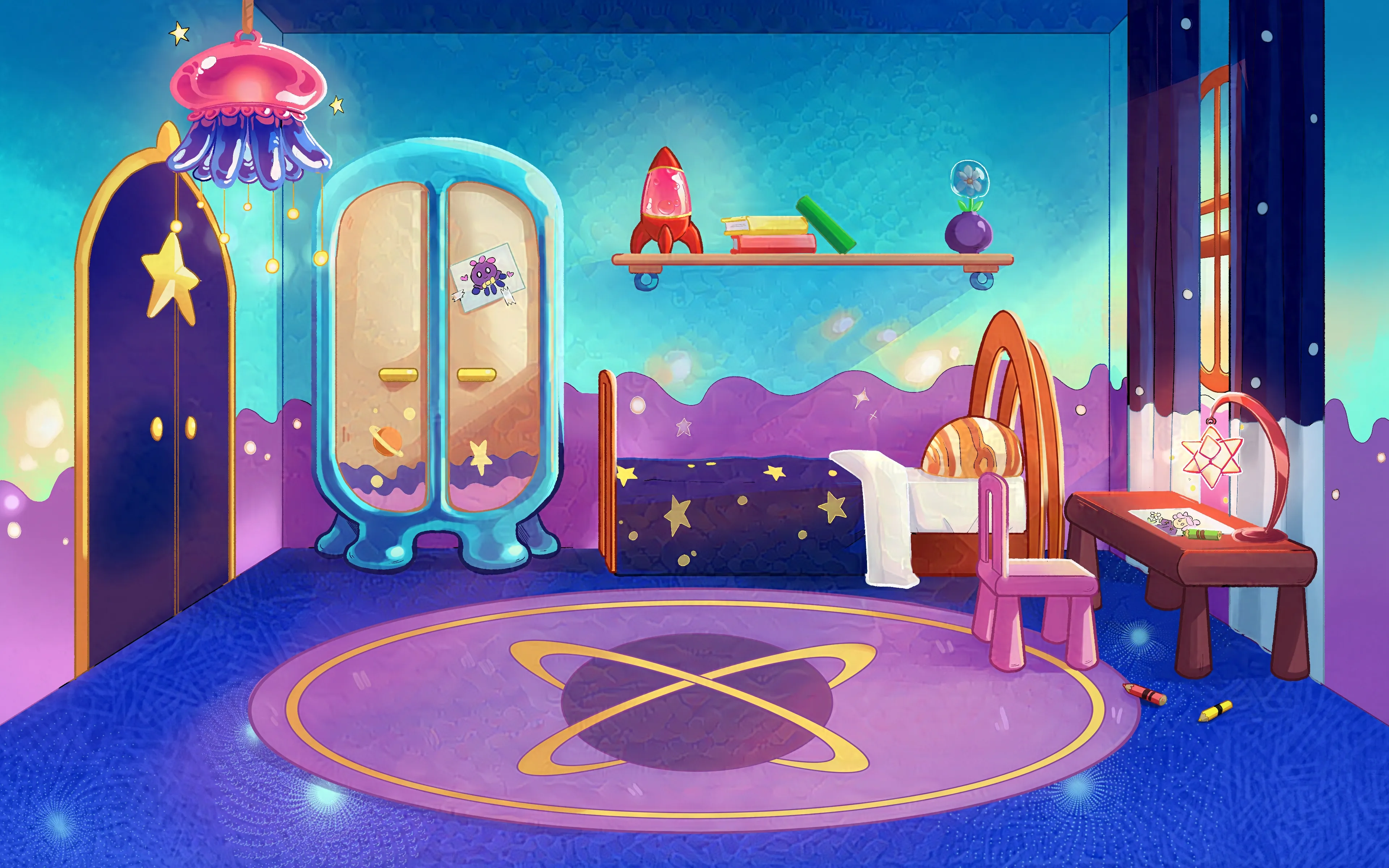 La chambre de Biumiz, comme si on se trouvait à l&#x27;intérieur